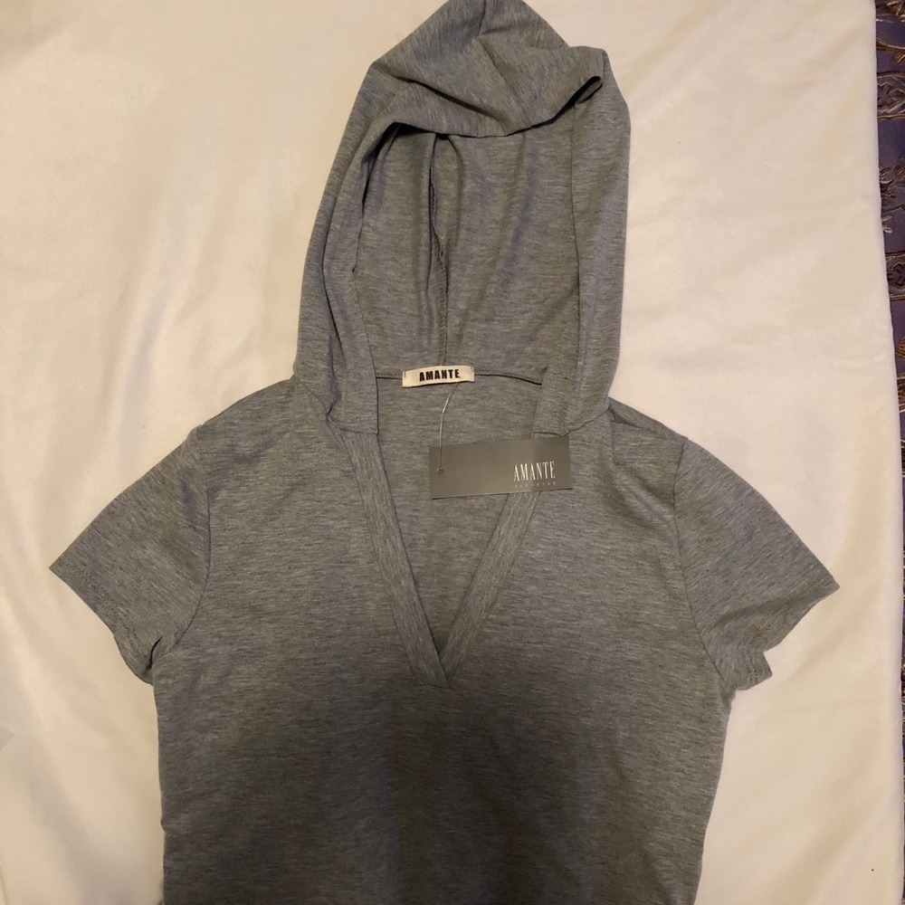 Amante Grey Crop Top Size Large
